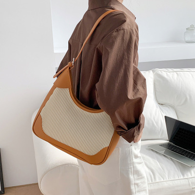 Stitching PU color contrast bag s54