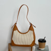 Stitching PU color contrast bag s54