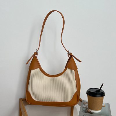 Stitching PU color contrast bag s54
